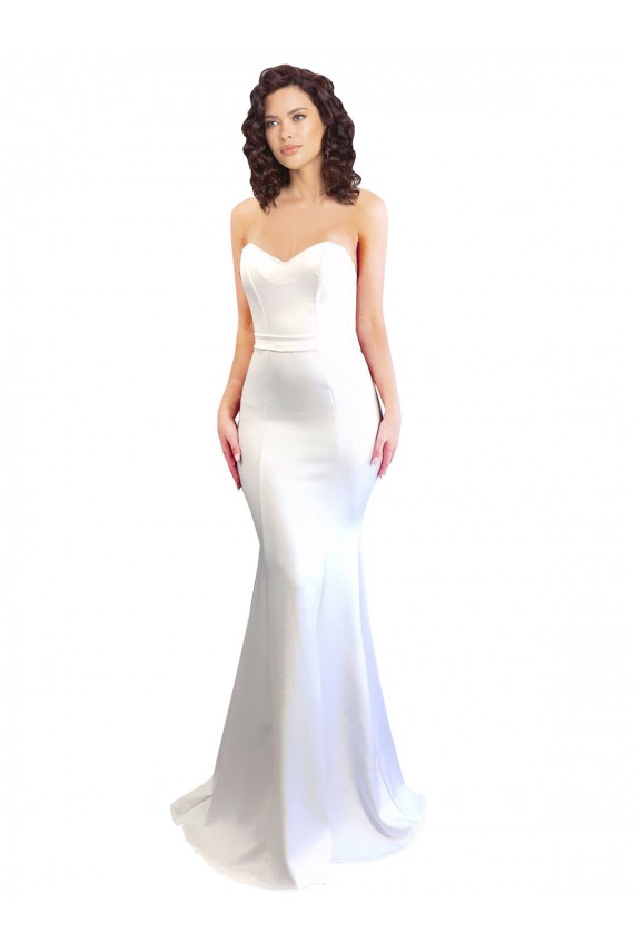Sleeveless White Sweetheart Low Back Stretch Crepe Mermaid Formal Evening Gown / Prom Dress / Bridesmaid Dress Newcastle