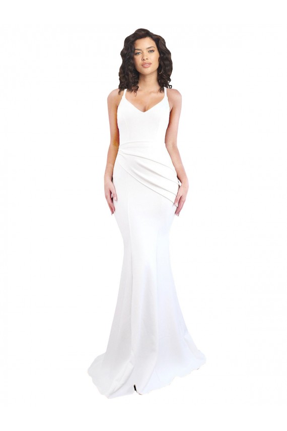 Sleeveless Spaghetti Straps Low Back Stretch Crepe Mermaid Black Tie Evening Gown / Prom Dress / Bridesmaid Dress Newcastle