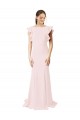 Ruffle Sleeves Jewel Neck V-Back Stretch Crepe Mermaid, Sheath Black Tie Prom Dress / Bridesmaid Dress Newcastle