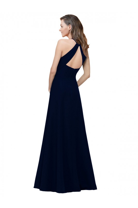 Sleeveless Jewel Neck Keyhole Back Stretch Crepe A-Line Prom Dress / Bridesmaid Dress Newcastle