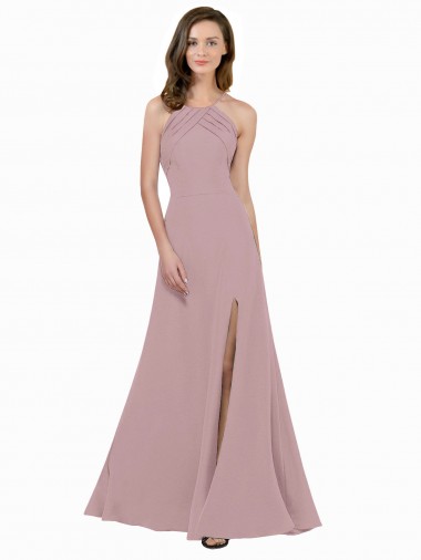 Sleeveless Jewel Neck Keyhole Back Stretch Crepe A-Line Prom Dress / Bridesmaid Dress Newcastle