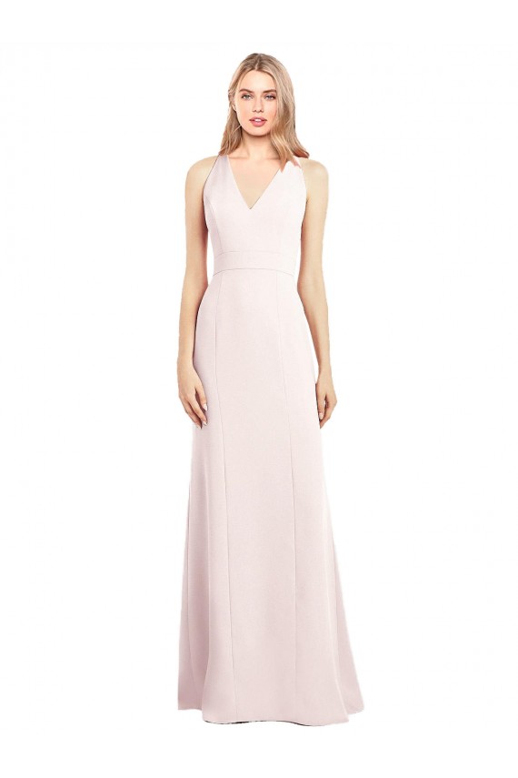 Sleeveless Pink V-Neck Keyhole Back Stretch Crepe Trumpet Semi Formal Evening Dress / Prom Dress / Bridesmaid Dress Newcastle