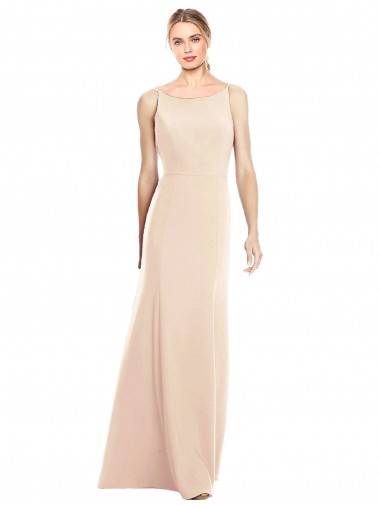 Sleeveless Nude Bateau Neck Open Back Stretch Crepe Trumpet Semi Formal Evening Dress / Prom Dress / Bridesmaid Dress Newcastle