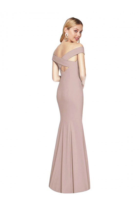 Sleeveless Off the Shoulder Criss Cross Back Stretch Crepe Trumpet Semi Formal Evening Dress / Prom Dress / Bridesmaid Dress Newcastle