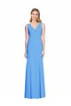 Sleeveless Peacock Blue V-Neck Keyhole Back Stretch Crepe Trumpet Semi Formal Evening Dress / Prom Dress / Bridesmaid Dress Newcastle