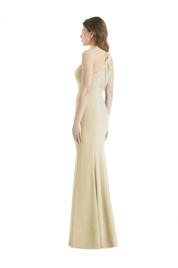 Sleeveless Bateau Neck Criss Cross Open Back Stretch Crepe Trumpet Semi Formal Evening Dress / Prom Dress / Bridesmaid Dress Newcastle