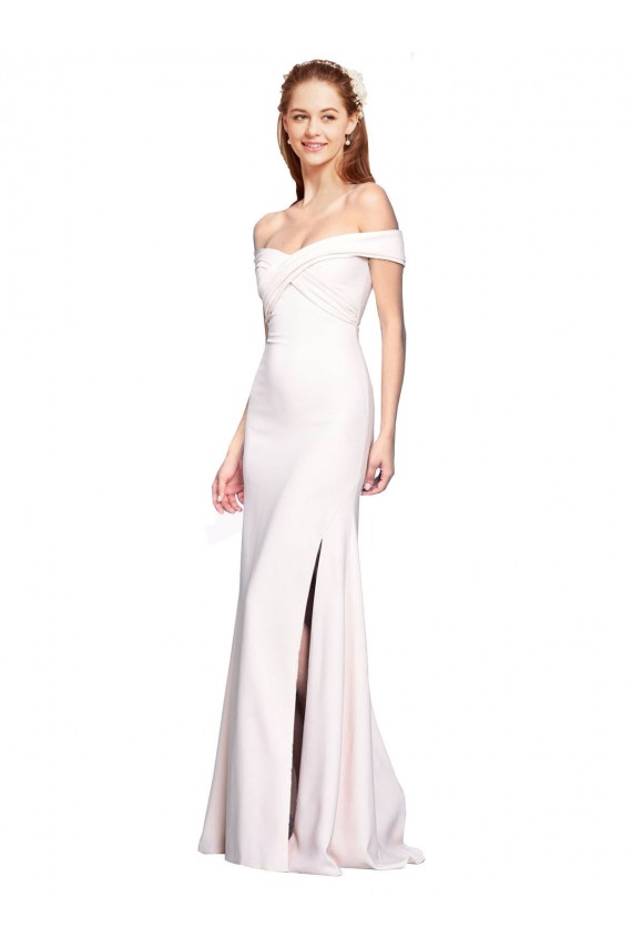 Sleeveless White Off the Shoulder Stretch Crepe Mermaid Formal Dress / Bridesmaid Dress Newcastle