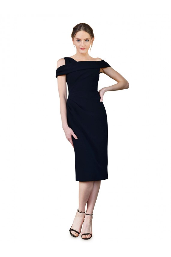 Sleeveless Dark Navy Off the Shoulder Stretch Crepe Mermaid Formal Evening Gown / Prom Dress / Bridesmaid Dress Newcastle