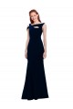 Sleeveless Dark Navy Off the Shoulder Long Stretch Crepe Mermaid Prom Dresses Newcastle