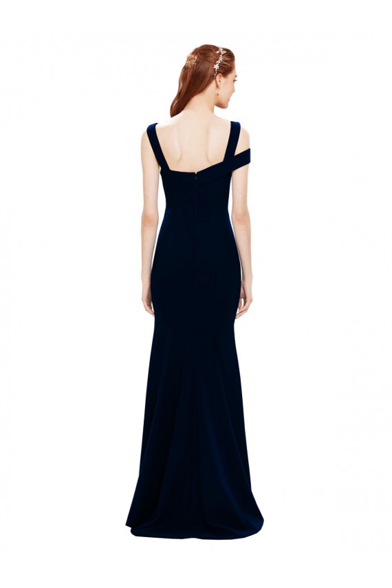 Sleeveless Dark Navy Off the Shoulder Long Stretch Crepe Mermaid Prom Dresses Newcastle