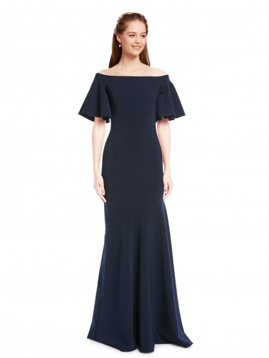 Short Sleeves Off the Shoulder Stretch Crepe Mermaid Bridesmaid Dress / Formal Dress Newcastle