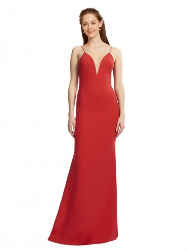 Sleeveless Spaghetti Straps Open Back Stretch Crepe Mermaid Formal Evening Gown / Prom Dress / Bridesmaid Dress Newcastle