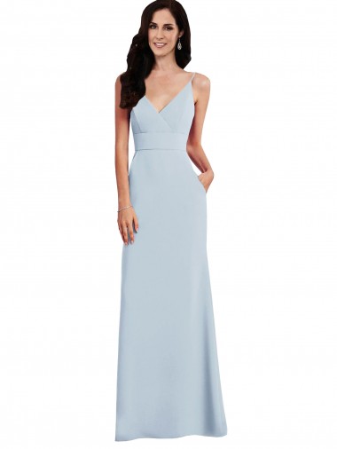 Sleeveless Spaghetti Straps V-Back Stretch Crepe Trumpet Formal Dress / Bridesmaid Dress Newcastle