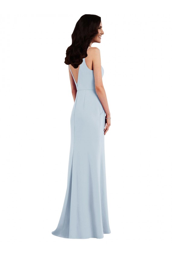 Sleeveless Spaghetti Straps V-Back Stretch Crepe Trumpet Formal Dress / Bridesmaid Dress Newcastle