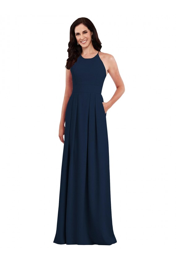 Sleeveless Halter Neck Criss Cross Open Back Stretch Crepe Trumpet Semi Formal Evening Dress / Bridesmaid Dress Newcastle