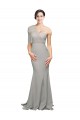 Sleeveless One Shoulder Low Back Stretch Crepe & Tulle Mermaid Formal Evening Gown / Prom Dress / Bridesmaid Dress Newcastle