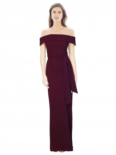 Sleeveless Burgundy Gold Off the Shoulder Low Back Stretch Crepe Mermaid Formal Evening Gown / Prom Dress / Bridesmaid Dress Newcastle