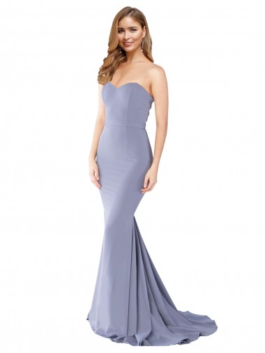 Sleeveless Smoke Blue Sweetheart Low Back Stretch Crepe Mermaid Formal Evening Gown / Prom Dress / Bridesmaid Dress Newcastle