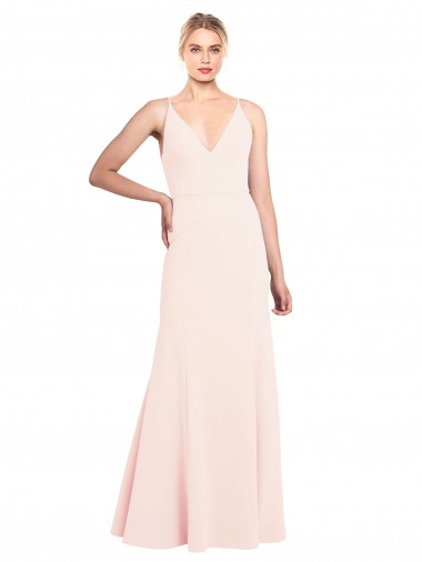 Sleeveless Pink V-Neck V-Back Stretch Crepe A-Line Formal Evening Gown / Prom Dress / Bridesmaid Dress Newcastle