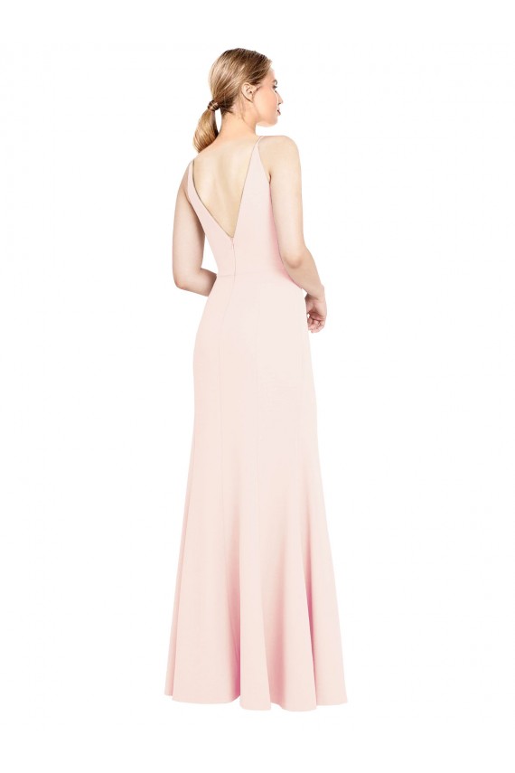 Sleeveless Pink V-Neck V-Back Stretch Crepe A-Line Formal Evening Gown / Prom Dress / Bridesmaid Dress Newcastle