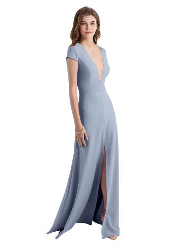 Cap Sleeves V-Neck Stretch Crepe Sheath Prom Dress / Bridesmaid Dress Newcastle