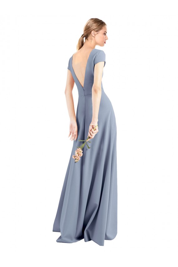 Cap Sleeves V-Neck Stretch Crepe Sheath Prom Dress / Bridesmaid Dress Newcastle