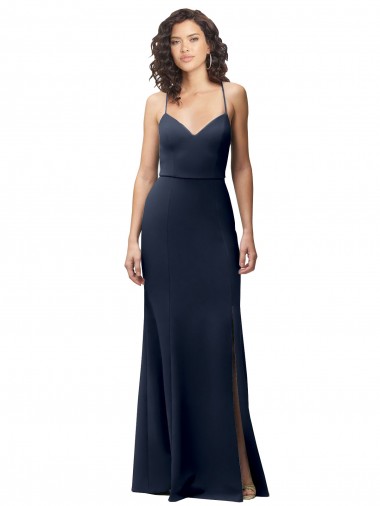 Sleeveless Spaghetti Straps Criss Cross Back Stretch Crepe Sheath Formal Evening Gown / Prom Dress / Bridesmaid Dress Newcastle