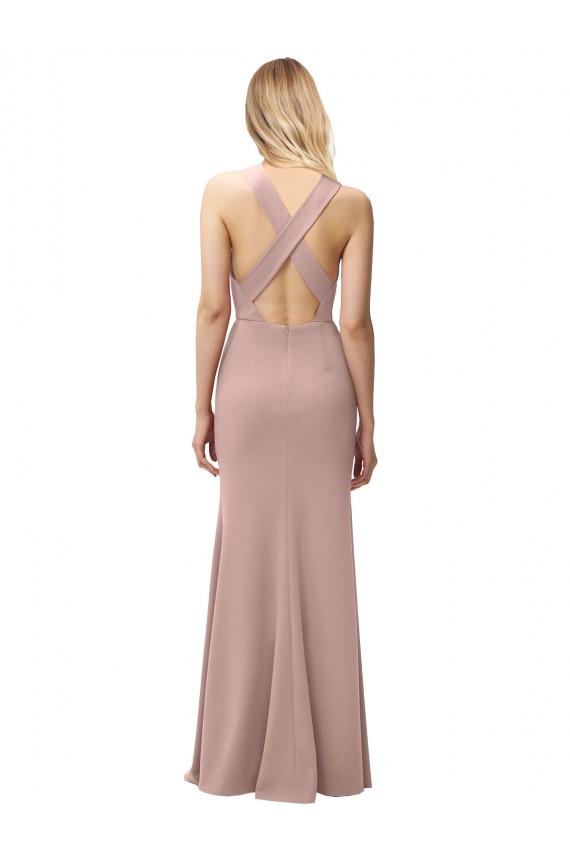 Sleeveless Halter Neck Criss Cross Back Stretch Crepe Sheath Prom Dress / Bridesmaid Dress Newcastle