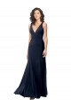 Sleeveless Dark Navy V-Neck V-Back Stretch Crepe A-Line Formal Dress / Bridesmaid Dress Newcastle