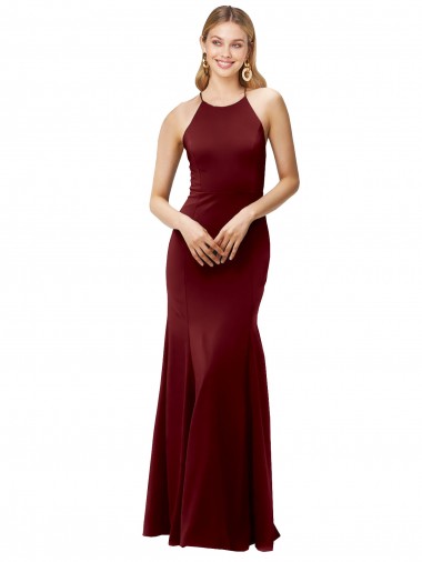 Sleeveless Halter Neck Criss Cross Back Stretch Crepe Mermaid Formal Evening Gown / Prom Dress / Bridesmaid Dress Newcastle
