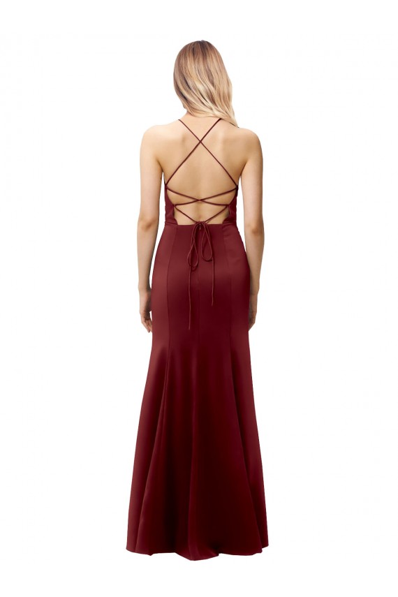 Sleeveless Halter Neck Criss Cross Back Stretch Crepe Mermaid Formal Evening Gown / Prom Dress / Bridesmaid Dress Newcastle