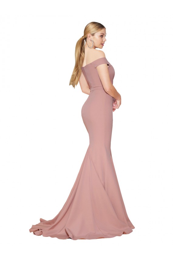 Sleeveless Dusty Pink Off the Shoulder Stretch Crepe Mermaid Formal Evening Gown / Prom Dress / Bridesmaid Dress Newcastle