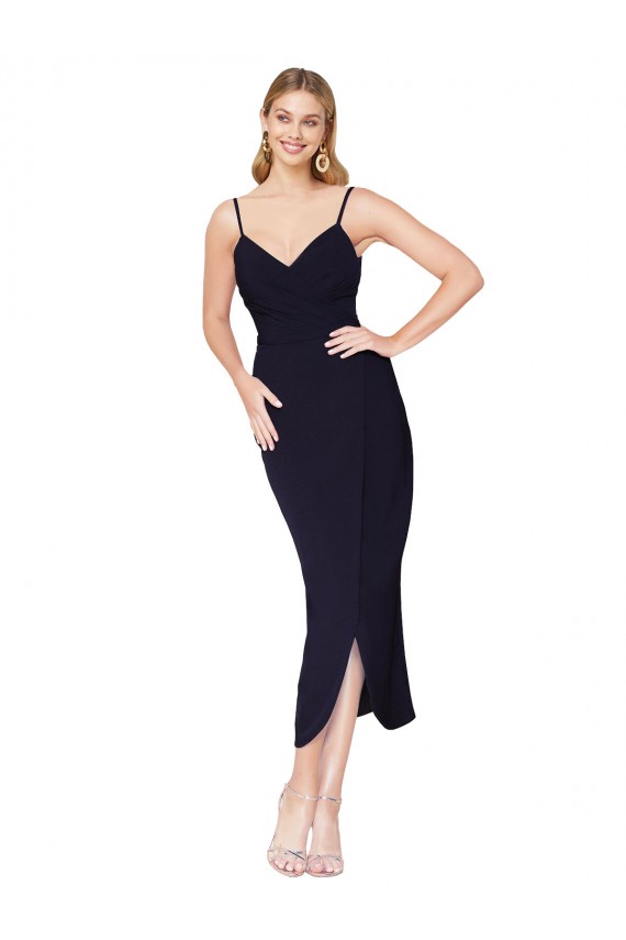 Sleeveless Spaghetti Straps V-Back Stretch Crepe Mermaid Formal Dress / Bridesmaid Dress Newcastle