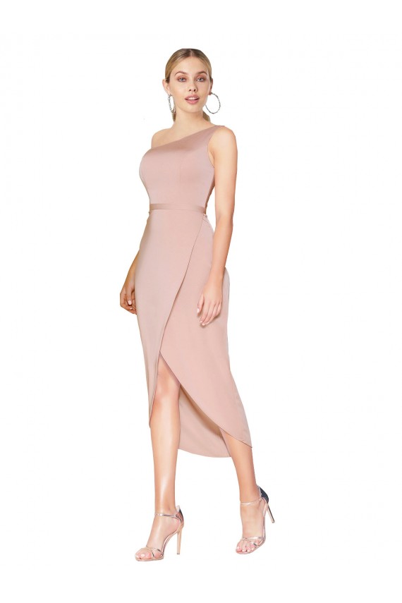 Sleeveless Mauve One Shoulder Stretch Crepe Mermaid Formal Dress / Bridesmaid Dress Newcastle