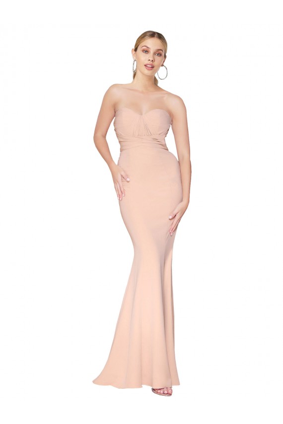 Sleeveless Nude Sweetheart Stretch Crepe Mermaid Formal Dress / Bridesmaid Dress Newcastle