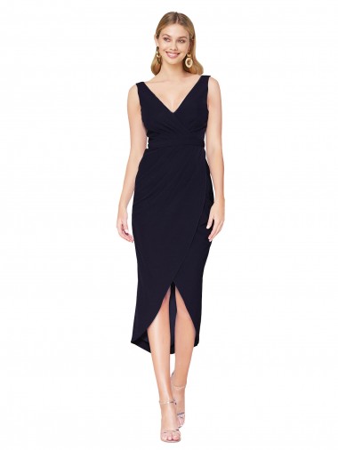 Sleeveless V-Neck Stretch Crepe Mermaid High Low Evening Gown / Prom Dress / Bridesmaid Dress Newcastle