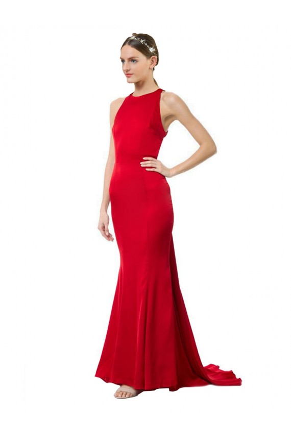 Sleeveless Halter Neck Open Back Stretch Crepe Mermaid Formal Evening Gown / Bridesmaid Dress Newcastle
