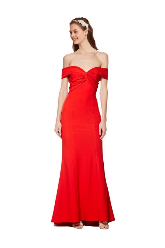 Sleeveless Red Off the Shoulder Stretch Crepe Mermaid Bridesmaid Dress / Formal Dress Newcastle