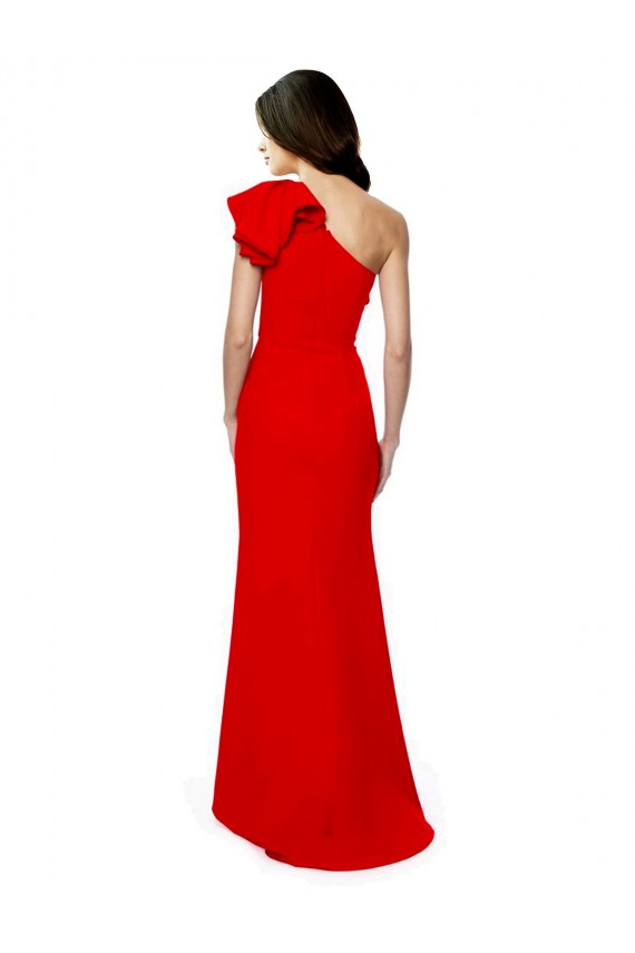 Sleeveless Red One Shoulder Stretch Crepe Mermaid Formal Dress / Bridesmaid Dress Newcastle