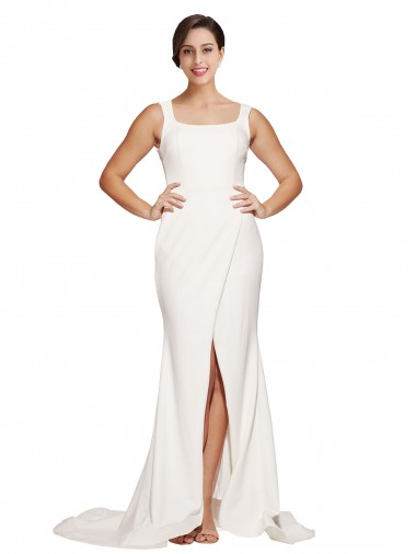 Sleeveless Square Neck Low Back Stretch Crepe Sheath Semi Formal Evening Dress / Prom Dress / Bridesmaid Dress Newcastle