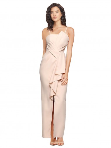 Sleeveless Nude Strapless Low Back Stretch Crepe Sheath Semi Formal Evening Dress / Prom Dress / Bridesmaid Dress Newcastle