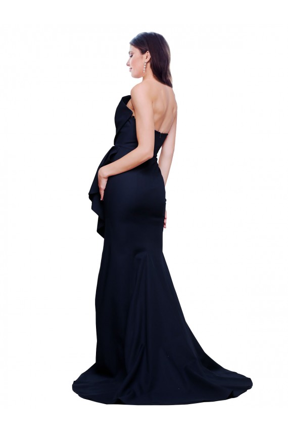 Sleeveless Dark Navy Strapless Low Back Stretch Crepe Sheath Semi Formal Evening Dress / Prom Dress / Bridesmaid Dress Newcastle