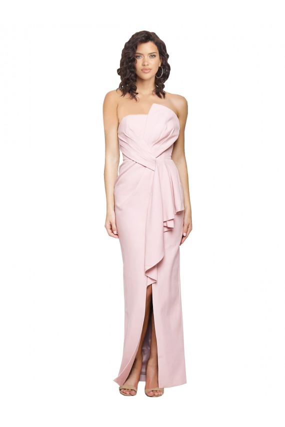 Sleeveless Pink Strapless Low Back Stretch Crepe Sheath Formal Dress / Bridesmaid Dress Newcastle