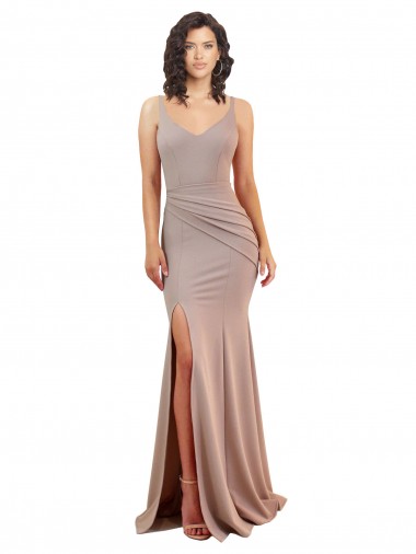 Sleeveless V-Neck Low Back Stretch Crepe Mermaid Black Tie Evening Gown / Prom Dress / Bridesmaid Dress Newcastle