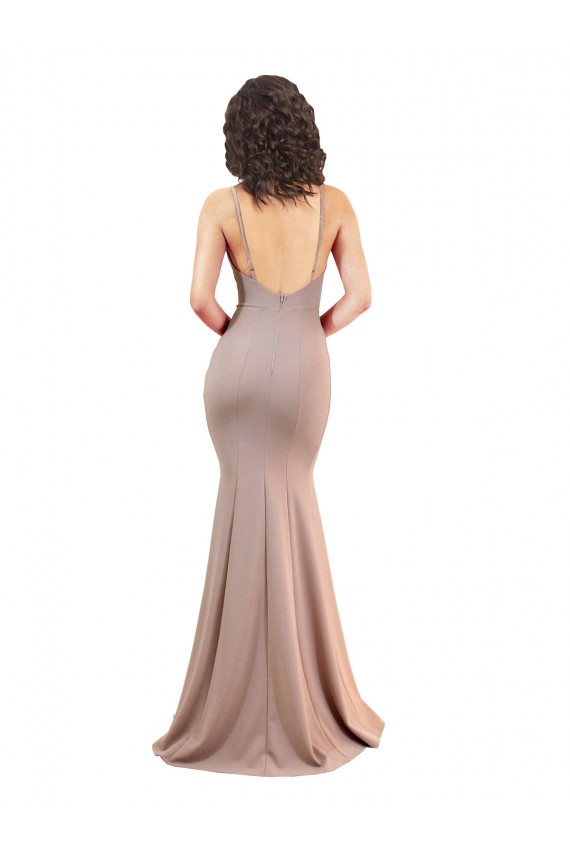 Sleeveless V-Neck Low Back Stretch Crepe Mermaid Black Tie Evening Gown / Prom Dress / Bridesmaid Dress Newcastle