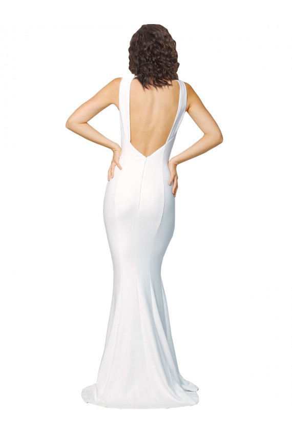 Sleeveless High Neck Low Back Stretch Crepe Sheath Formal Evening Gown / Prom Dress / Bridesmaid Dress Newcastle