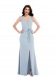 Sleeveless Light Sky Blue Halter Neck Open Back Stretch Crepe A-Line Formal Evening Gown / Prom Dress / Bridesmaid Dress Newcastle