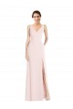 Sleeveless V-Neck Low Back Stretch Crepe A-Line Black Tie Evening Dress / Prom Dress / Bridesmaid Dress Newcastle