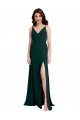 Sleeveless Midnight Green V-Neck V-Back Stretch Crepe A-Line Formal Evening Gown / Prom Dress / Bridesmaid Dress Newcastle