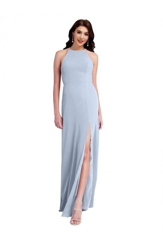 Sleeveless Halter Neck Criss Cross Open Back Stretch Crepe Sheath Formal Evening Gown / Prom Dress / Bridesmaid Dress Newcastle